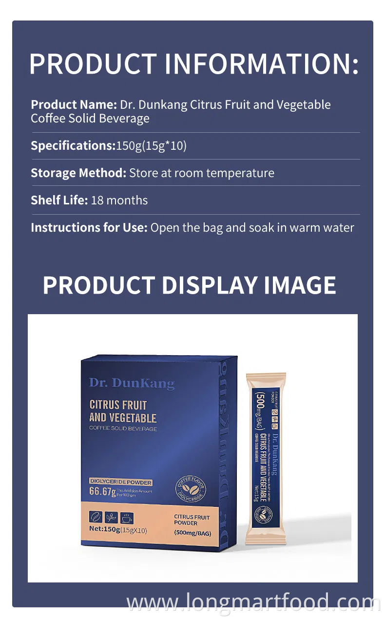 Weight Loss Slimming Light Burning Fat Citrus Fruit and Vegetable Coffee Solid Beverage Instant Coffee